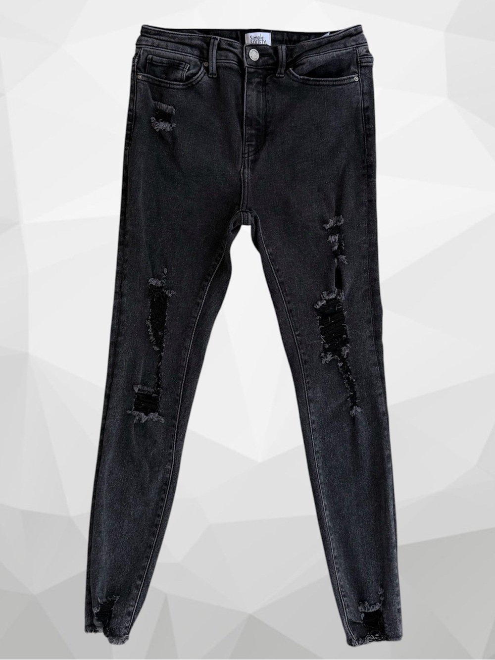 Simple Society Black Distressed Ripped High-Rise Stretch Ankle Skinny Jeans 9/29